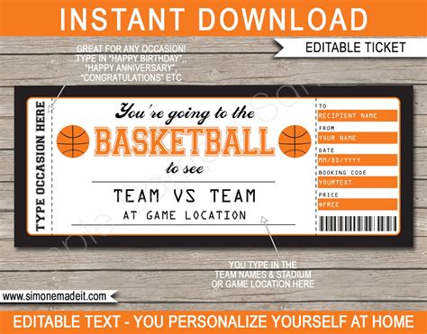Basketball Ticket Template Free